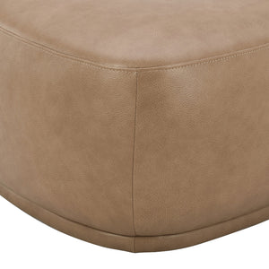 Pebble 44" Rounded Triangle Cocktail Ottoman in Tuscan Tan Brown Leather
