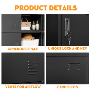 9 Door Employee Storage Locker With Card Slot, Lockers For Office, Gym, School, And Home - Black