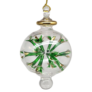 Blown Glass Pierced Starburst Ornament - Green