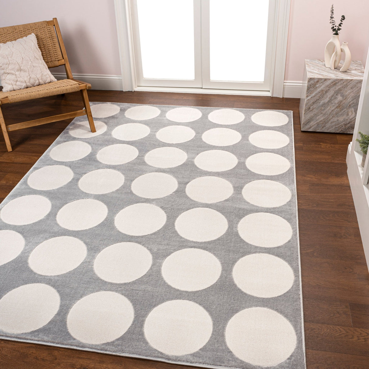 Adrian Modern Geometric Circle Dot High - Low Area Rug - Tuesday Morning - Area Rugs