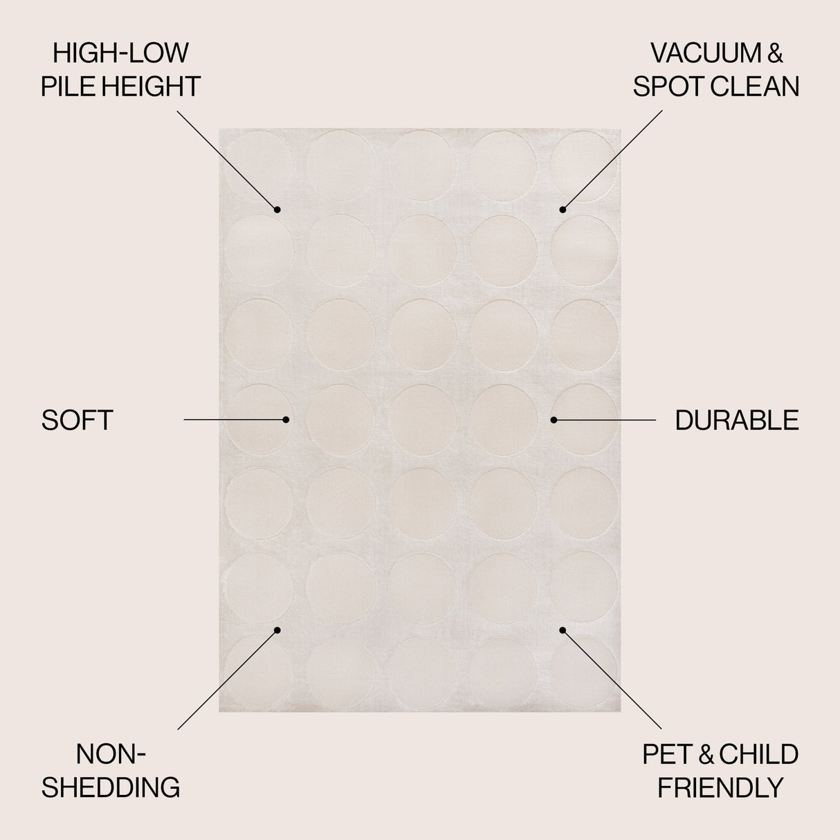 Adrian Modern Geometric Circle Dot High - Low Area Rug - Tuesday Morning - Area Rugs