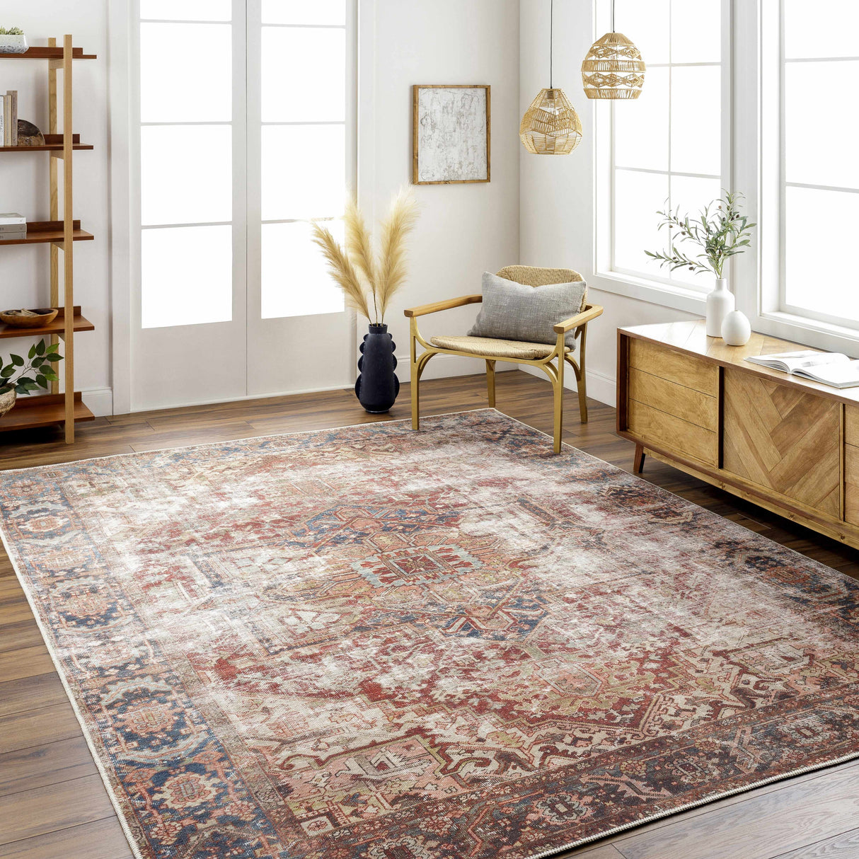 Adtugan Vintage Flat Pile Washable Rug