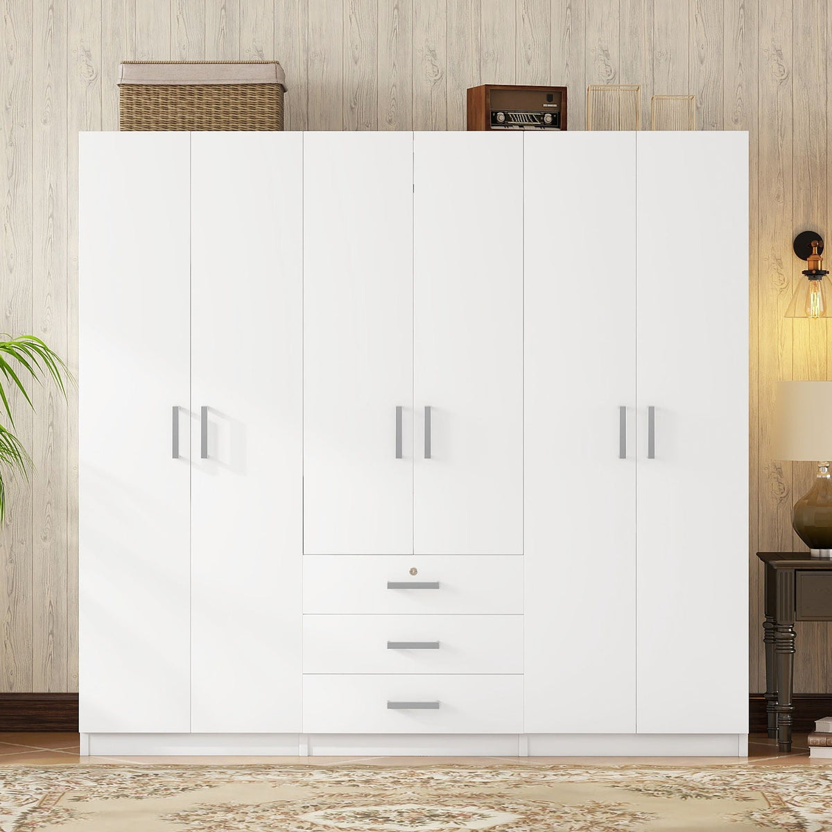 6 Doors Wardrobe Storage For Bedroom, With Big Drawers
