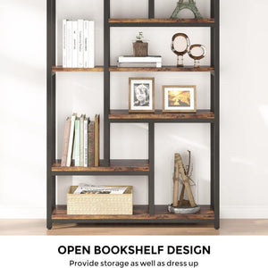Extra Tall 7 Tier Industrial Etagere Bookcase With 10 Shelves Organizer
