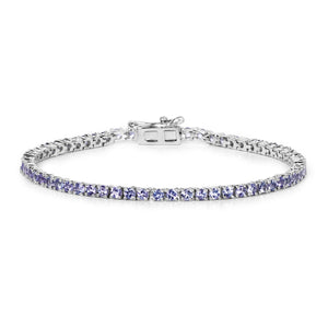 4.34 Carat Genuine Tanzanite .925 Sterling Silver Bracelet