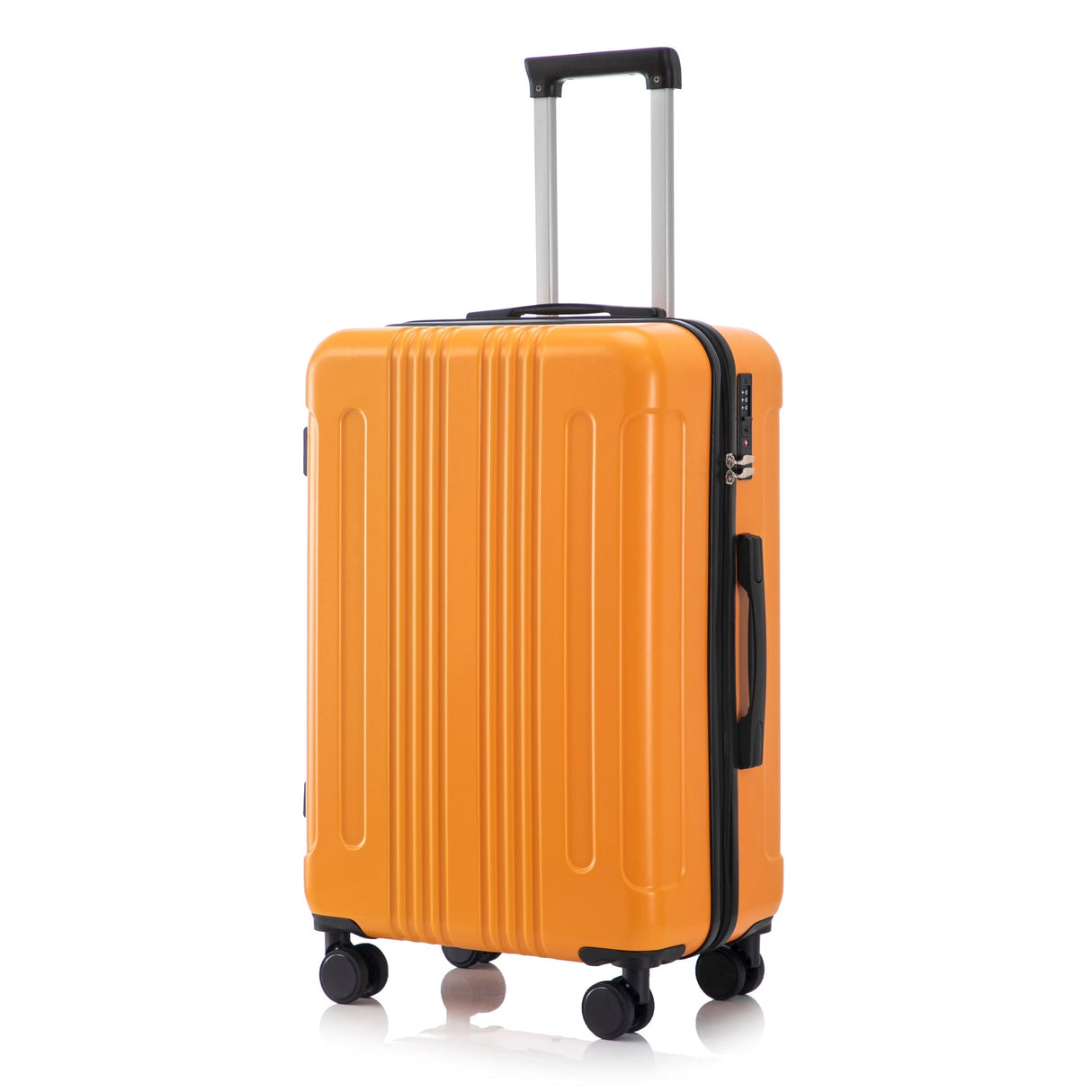 3-Piece ABS Spinner Wheel Luggage Set in Black and Orange