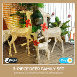 4.5ft 3-Piece Outdoor Light Up Christmas Deer Family Set of 3, with 3 LED Light Modes