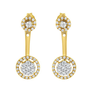 14K Yellow Gold Plated .925 Sterling Silver 5/8 Cttw Diamond Removable Stud and Dangle Earrings (I-J Color, I2-I3)