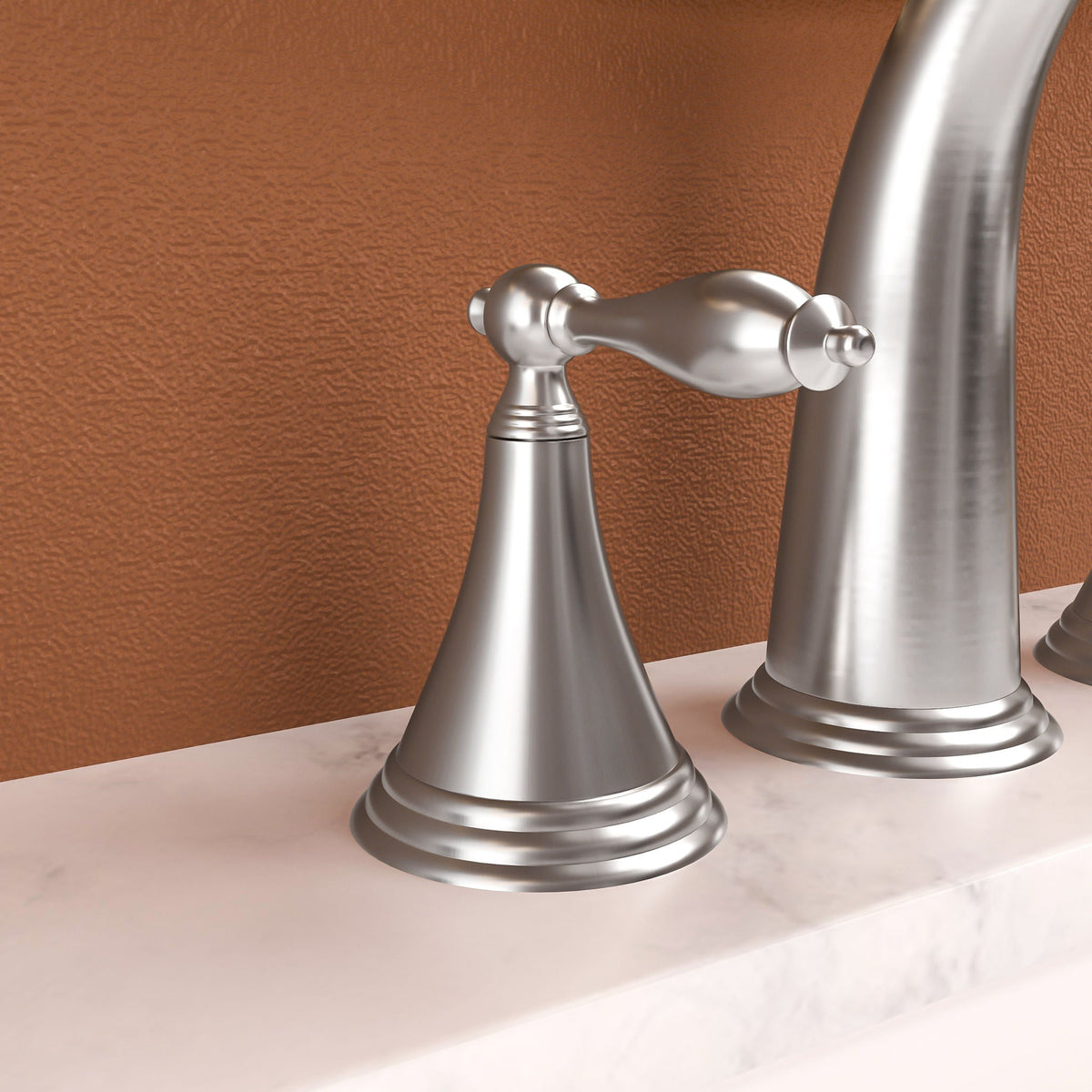 Elegant 2 Handle Widespread Bathroom Faucet With Pop Up Drain And Water Supply Lines