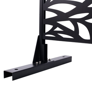 Outdoor & Indoor Privacy Screen Metal Privacy Screen, Freestanding Decorative Privacy Screen For Deck Balcony Patio - Black