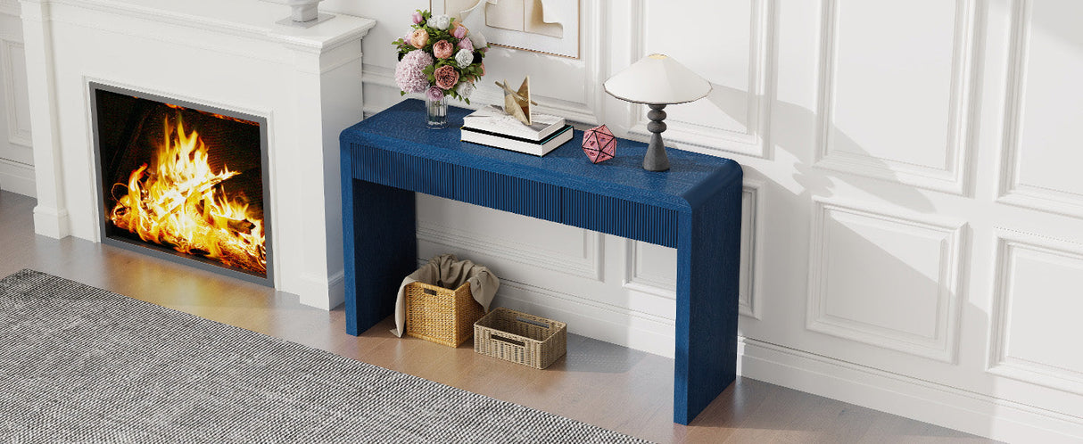 TREXM Rustic Console Table with 3 Fluted Drawers