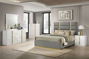 Ines 6-drawer Bedroom Dresser with Mirror White High Gloss