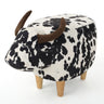 Cow Shaped Ottoman Footstool with Fabric and Wood - Black or Dark Brown