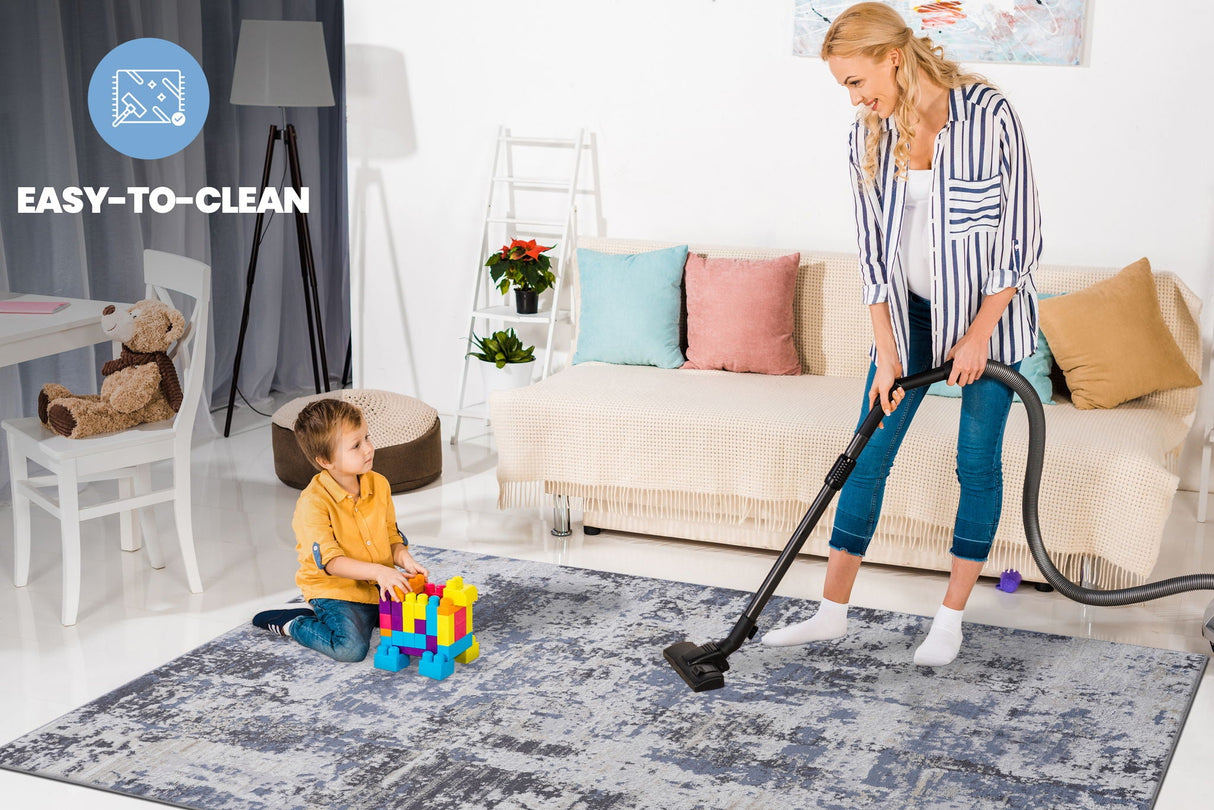 Payas - 6' X 9' Abstract Area Rug - Gray / Denim