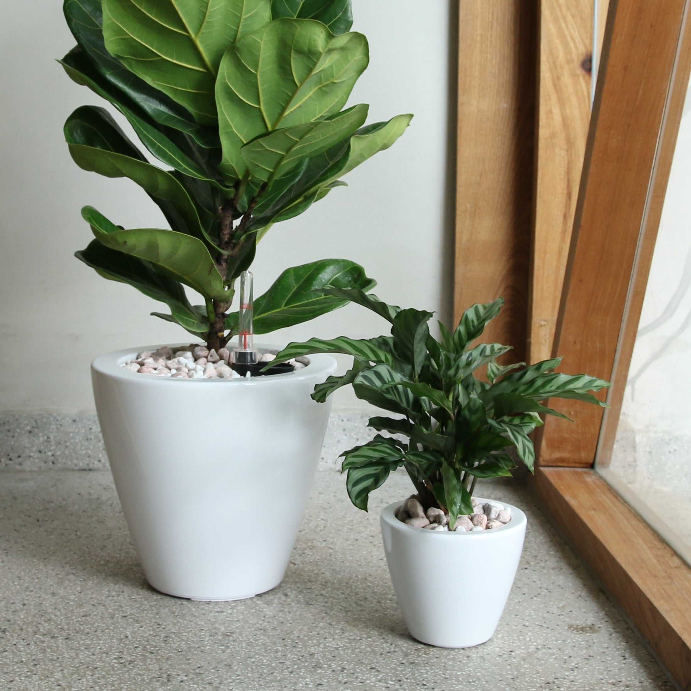 2-Pack-Smart-Self-watering-Planter-Pot-for-Indoor-and-Outdoor-White-Round-Cone-Pots-&-Planters