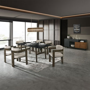 Destin - Dining Table - Sintered Stone & Walnut