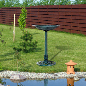 Outsunny 28" Bird Bath Outdoor Resin Decor with Fleur De Lis Pattern