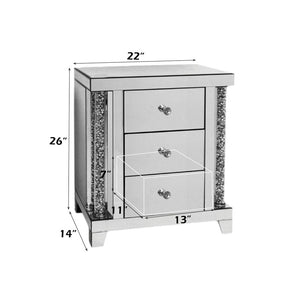 Noralie - 22" X 14" Accent Table - Mirrored & Faux Diamonds
