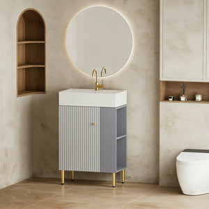 21.6" Open-Shelving Vanity with Ceramic Sink