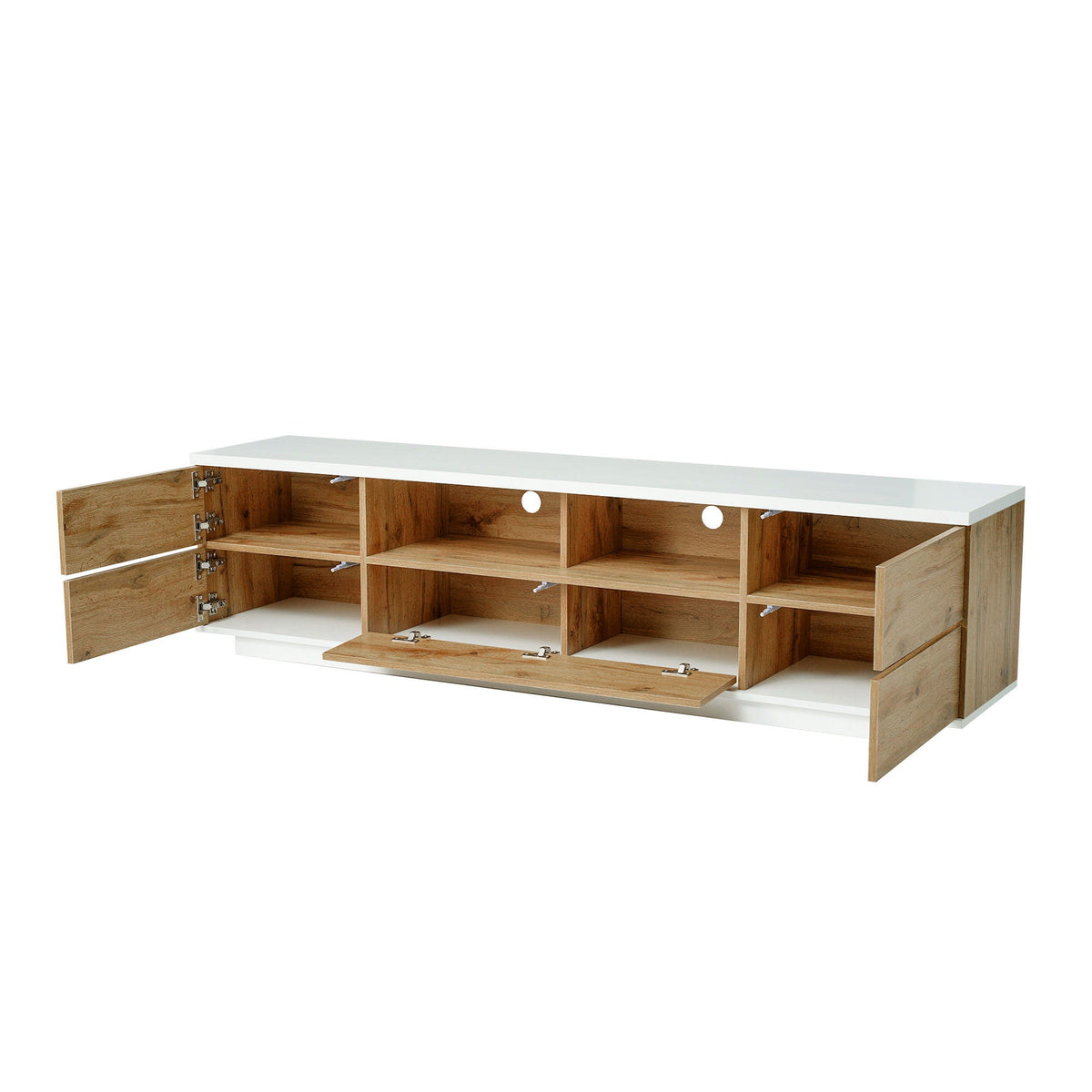 TV Stand Entertainment Center with Deep Drawers and Cable Management - Dark Brown or Light Brown
