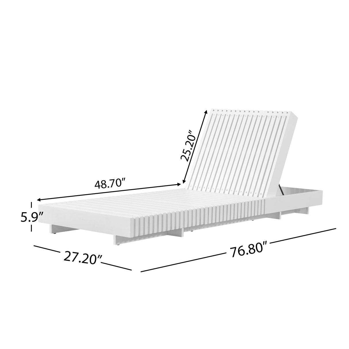 White Acacia Solid Wood Outdoor Chaise Lounge with Dark Grey Cushion