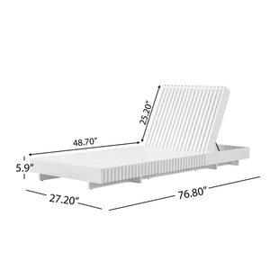 White Acacia Solid Wood Outdoor Chaise Lounge with Dark Grey Cushion