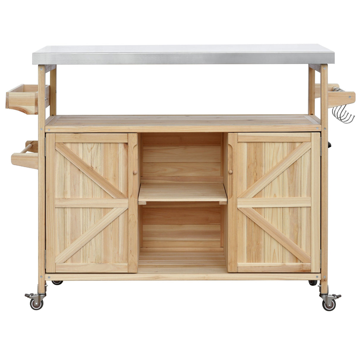 K&K Outdoor Kitchen Island, Rolling Bar Cart & Storage Cabinet