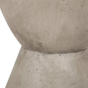 Outdoor Lightweight Concrete Side Table, Light Gray