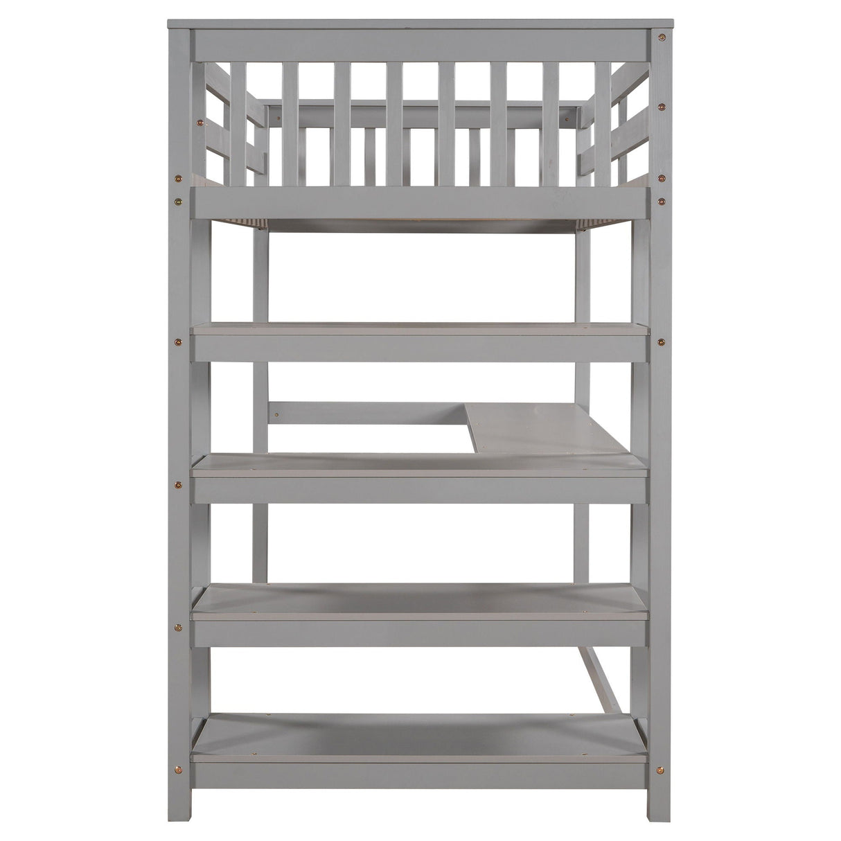 Loft Bed With Storage Shelves And Under Bed Desk