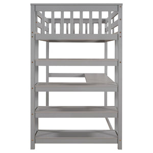 Loft Bed With Storage Shelves And Under Bed Desk