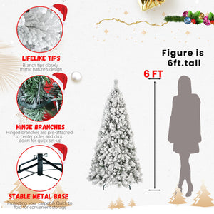 9FT Flocked Christmas Tree with 750 Warm LED Lights