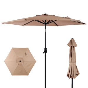 7.5 Ft Patio Umbrella with Push Button Tilt and Crank Mechanism
