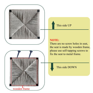Bar Stools Paper Rope Weave Dining Chairs With Back Hand Weave Stools For Kichen Island, Bar & Counter (Set of 2)