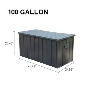 100 Gallon Outdoor Storage Deck Box - Waterproof, Dark Gray