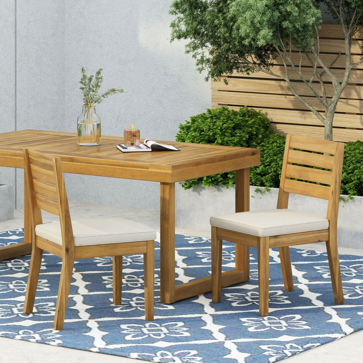 Outdoor Armless Dining Chair With Cushions