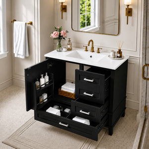 36" Black Bathroom Vanity Cabinet