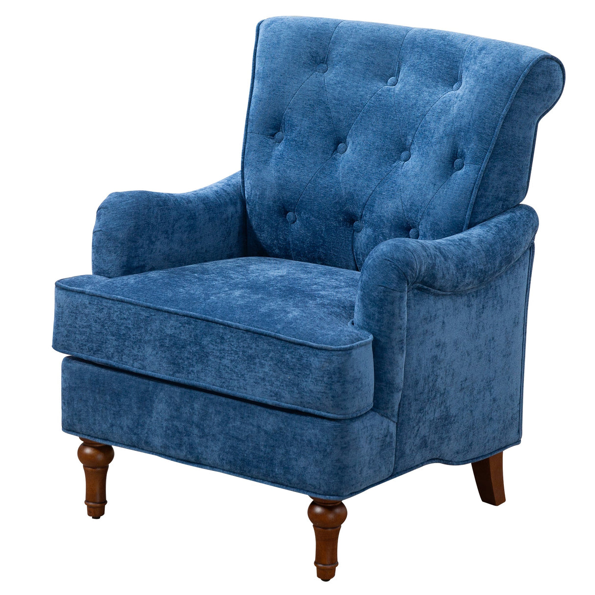 Chenille Tufted Upholstered Rolled Back Accent Chair