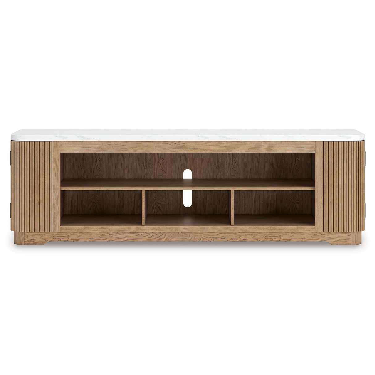 Camdill - XL TV Stand With Fireplace Option - Light Brown