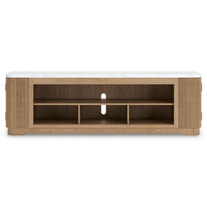 Camdill - XL TV Stand With Fireplace Option - Light Brown