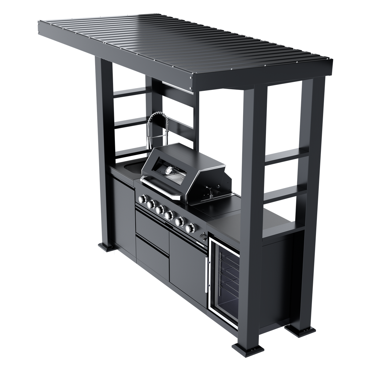 97-Inch 4-Burner Deluxe Stainless Steel Gas Outdoor Kitchen Grill