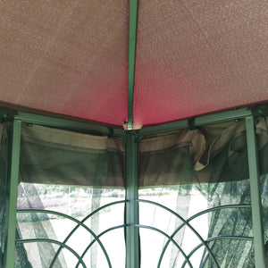 13 0 Outdoor Patio Gazebo Canopy Tent With Ventilated Double Roof And Mosquito Net (Detachable Mesh Screen On All Sides) Suitable For Lawn Garden Backyard And Deck Top - Brown