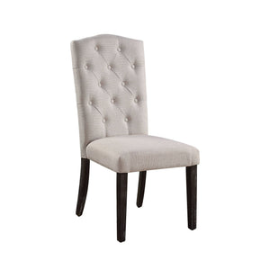 Linen Weathered Dining Chair Set of 2 with Padded Seat - Beige