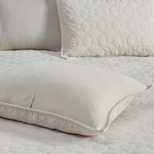 3 Piece Velvet Quilt Set Ivory King/Cal King