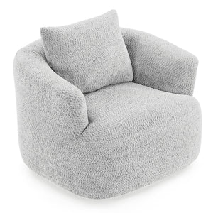 360° Swivel Barrel Sofa Chair With Throw Pillow, Upholstered Accent Chair