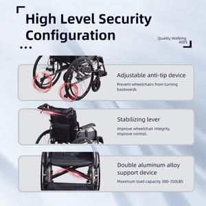 Premium Foldable Transport Wheelchair For Adults