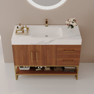 36" Modern Free-Standing Bathroom Vanity with Seamless Ceramic Sink