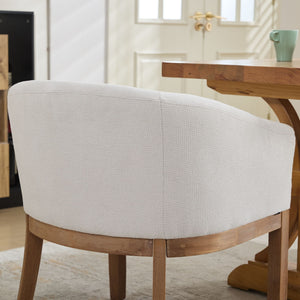 Mid Century Modern Upholstered Barrel Dining Chair with Arms