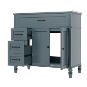 Bathroom Vanity With Sink, 2 Doors 2 Drawers, Freestanding Design
