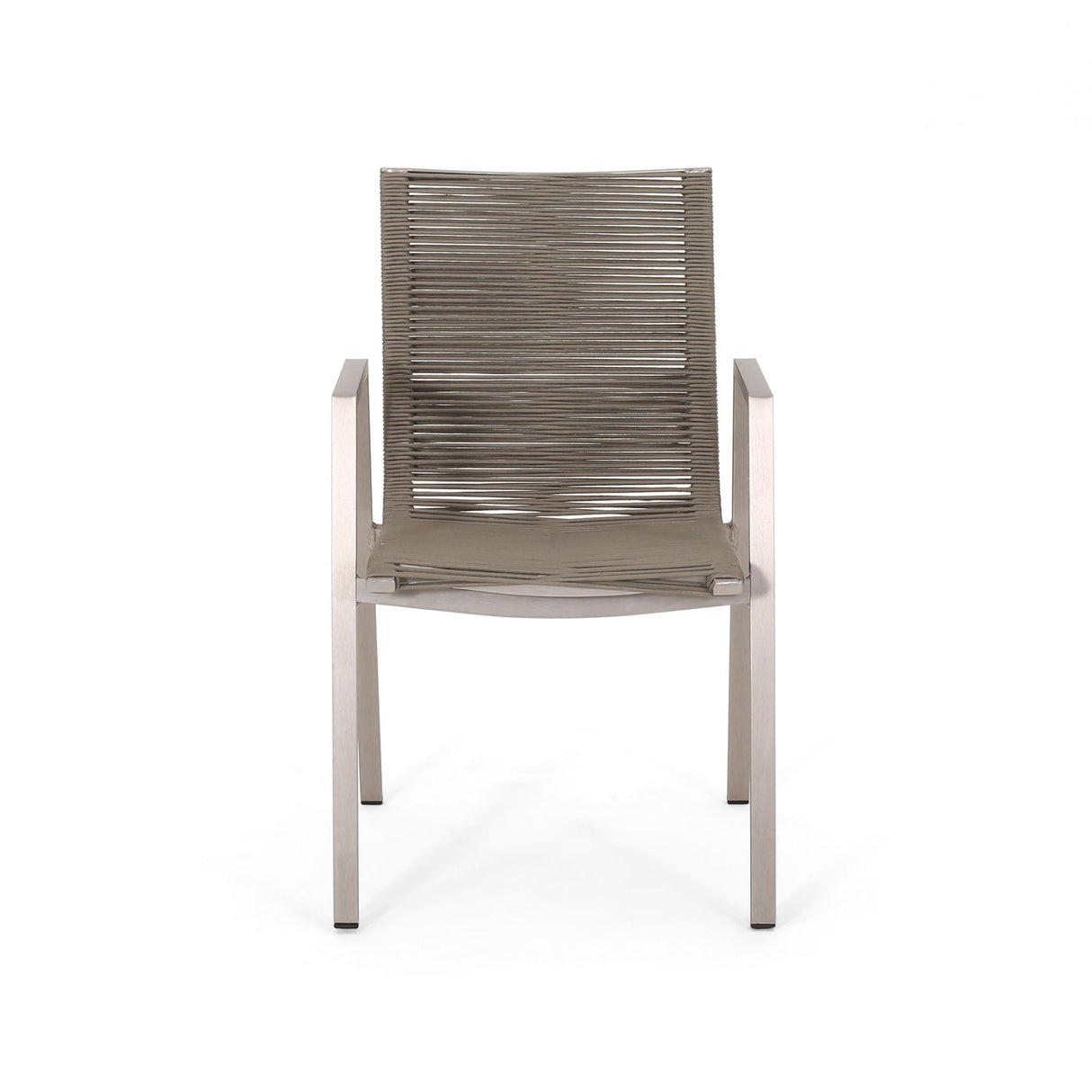 Outdoor Modern Aluminum Dining Chair Set With Rope Sea (Set of 2)