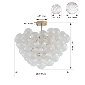 20-Inch Gold Ceiling Pendant Light with Threaded Clear Glass Globe Shade